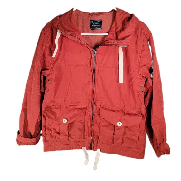 Abercrombie & Fitch Jackets & Blazers - Vintage Y2K Abercrombie Fitch Utility Field Jacket Womens XS Rust Red Hooded
